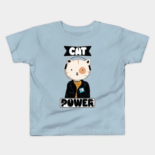 Cat Power - Cat listening to music with old school Ipod Kids T-Shirt